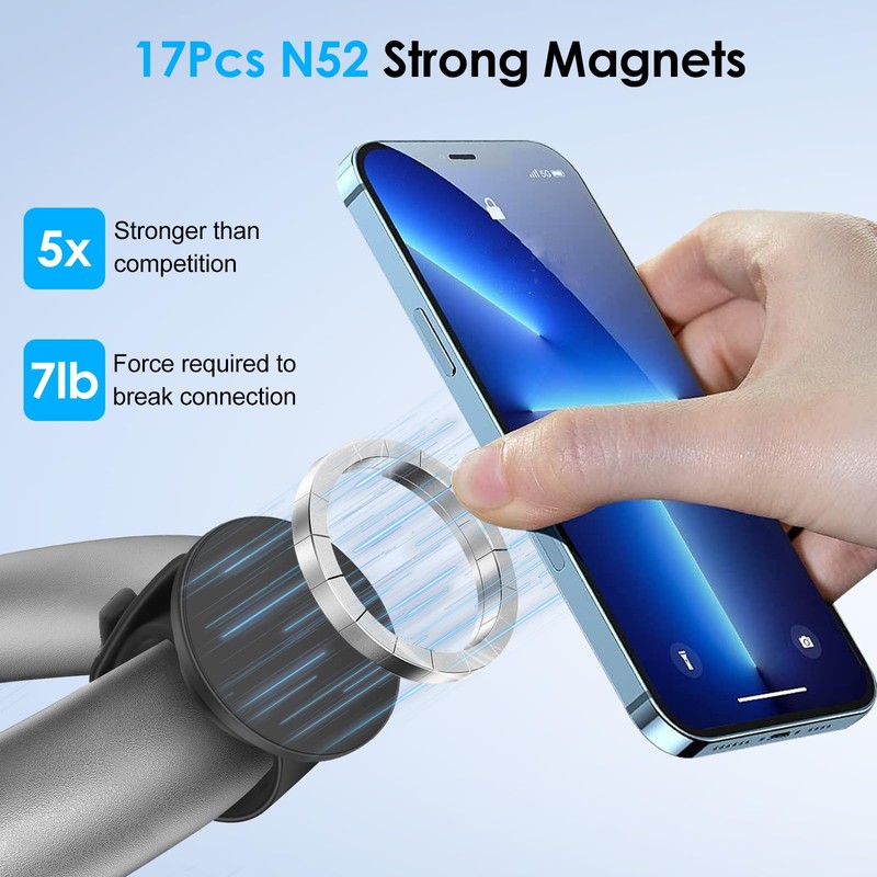 EEEKit Magnetic Bike Mount Handlebar, 17 N52 Magnets Phone Holder