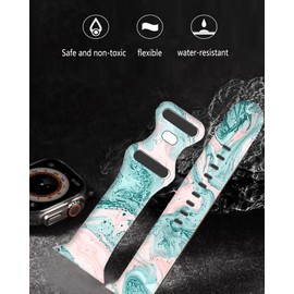 wumswu Compatible with iWatch Band 38mm 40mm 41mm 42mm 44mm 45mm 49mm for Women, Cute Fadeless Replacement Strap for iWatch SE Series 9 8 7 6 5 4 3 2 1 Ultra(Elegant Green Marble)