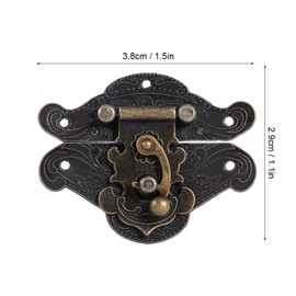 Antique Embossing Latch Hasp Lock Wooden Case Hasp Latch Small Box Hardware Engraved Designs Hinges Latch with Screws for Wood Drawer Jewellery Box Case Cabinet (XS)