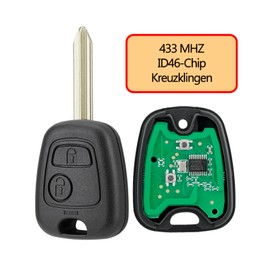 2 Buttons 433MHz Car Key for Peugeot Citroen Remote Control with ID46 Chip with Screwdriver and Key Ring (SX9 Blade)