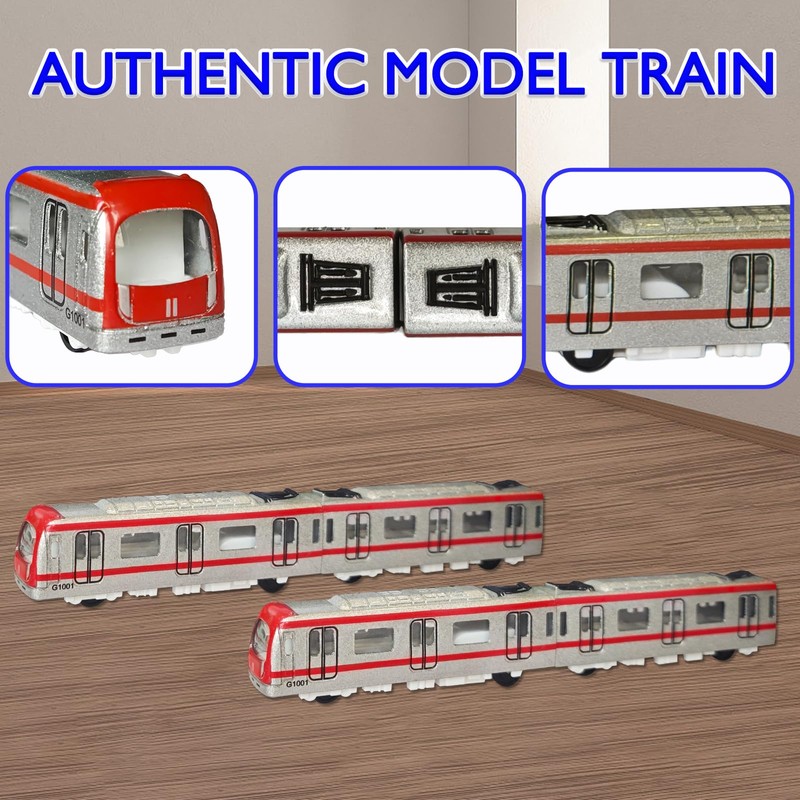 OTONOPI 4 Pcs Toy Train Set Alloy Subway Underground, Magnetic