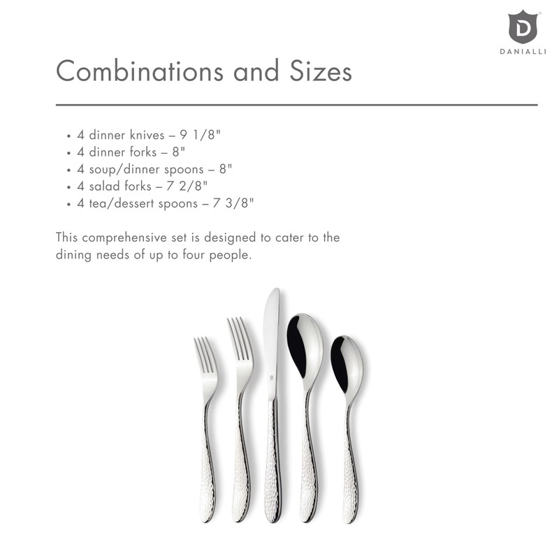 Danialli Hammered Silverware Set | Premium 18/10 Stainless Steel Flatware