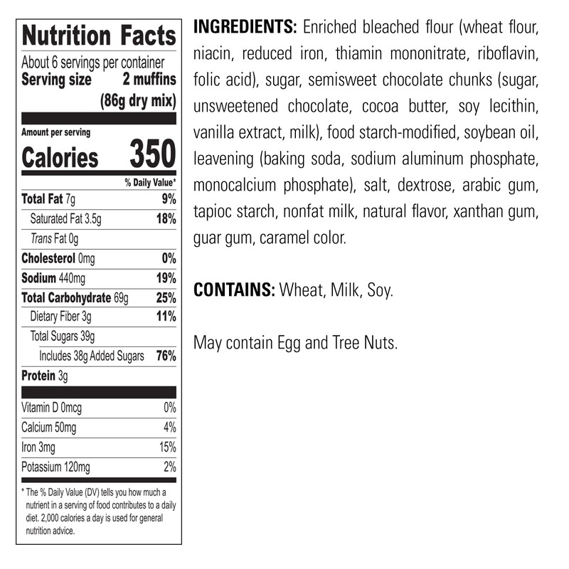 Krusteaz Muffin Mix, Chocolate Chunk Muffin Mix, 18.25 oz (Pack