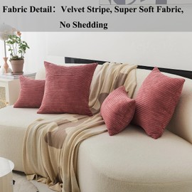 Home Brilliant 45x45 Cushion Covers Corduroy Sofa Plush Fulffy Soft Couch Kids Decorative Pillow Cases, 45 x 45 Set of 2, Dry Rose Pink