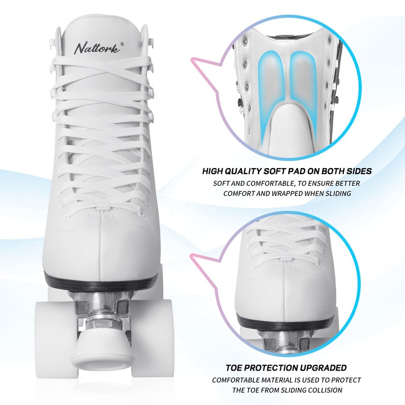 Nattork Roller Skates for Women and Girls, PU Leather High-top