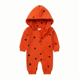 Baby Kids Onesie Outfit Newborn Boy Girl Cotton Romper Hooded Warm Jumpsuit Clothes Orange 9-12Months