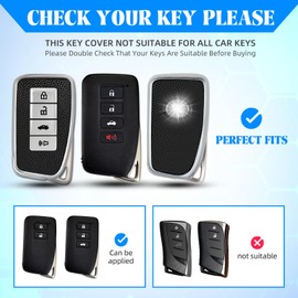 QBUC for Lexus Key Fob Cover with Keychain(Silver, 4 Buttons)