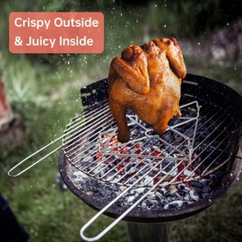 Beer Chicken Holder 2PC for Grill Oven Smoker, BBQ Premium Stainless Steel Beer Chicken Stand Rack with Oil Brush, Beer Can Chicken Roaster for Outdoor BBQ, Grill and Oven, Beer Butt Chicken Stand