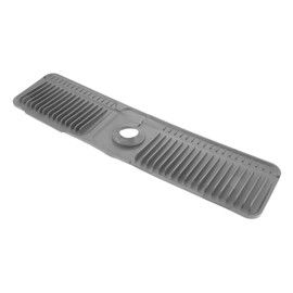 MOOTVGOO 24" Silicone Faucet Mat for Kitchen Sink, 6° Slope Water Draining Mat, Kitchen Sink Splash Guard, Silicone Sink Protector for Kitchen Sink Bathroom Sink with Fasten Button, Dark Grey