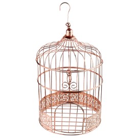 jakopabra Vintage Bird Cage in Rose Gold Decorative Cage Aviary for Standing or Hanging / with Opening