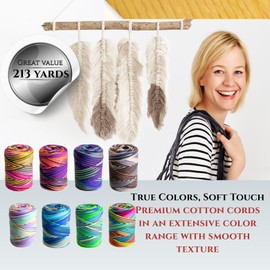 Art of Yarn Twisted Macrame VR Cord 250g 672 feet 224 Yards Single Strand 4mm-5mm Twine Rope Sparkle Natural Cotton Cord String Crafts Wall Hanger Plant Thread Hanging 1 Skein VR 90929