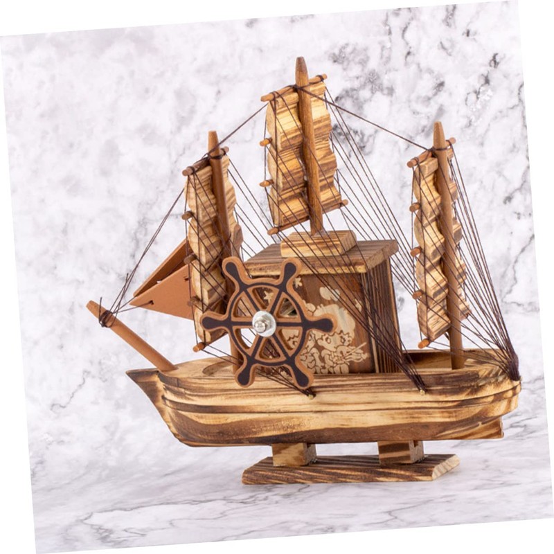 Operitacx Classic Wooden Sailboat Ornament Sailing Ship Model Toy Mediterranean