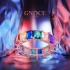 GNOCE Ring Damen Bunte Steine Roségold Frauen Bandringe Regenbogen Baguette
