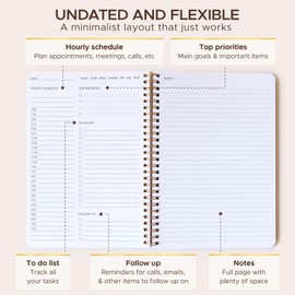 Simple Daily Planner Undated & To Do List Notebook for Work: With Hourly Schedule - 6.5x9.25" Terracotta - Aesthetic Planner Notebook for Life Tasks - Day & Hour Agenda, Organizer Notepad Journal