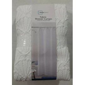 Mainstays Fabric Shower Curtain White Shells 72 x 72 New White
