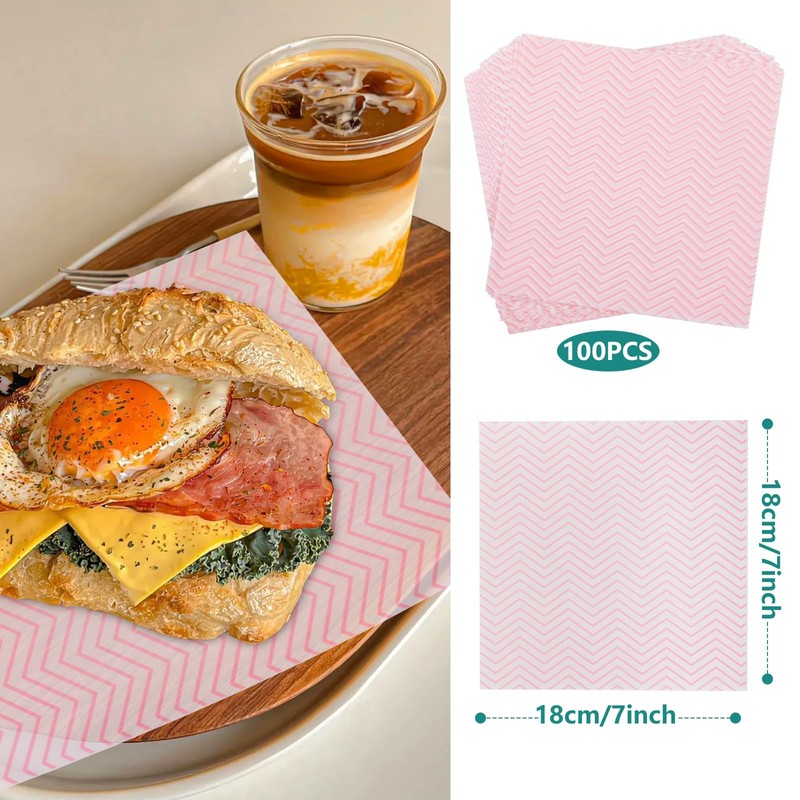 GeeRic Waxed Deli Paper Sheets for Snacks 100 Pcs, 7
