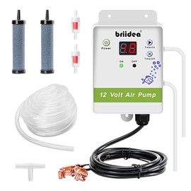 Aerator for Bait Bucket, Briidea 12 Volt Livewell Aerator Pump System with Timing Cycle Function, Dual Outlet, Designed for Use in Fresh and Salt Water to Keep Your Bait Fish Alive