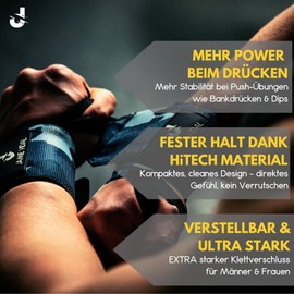 JAMIE VIDAL® [Test Winner Wrist Bandages 60 cm [Premium] Wrist Wraps for Fitness, Weight Sports, Bodybuilding, Crossfit, Wrist Brace Strong Wrist Support for Men and Women (Camouflage Blue)