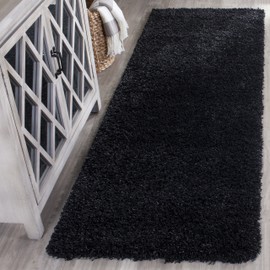 SAFAVIEH California Shag Collection Runner Rug - 2'3" x 17', Black, Non-Shedding & Easy Care, 2-inch Thick Ideal for High Traffic Areas in Living Room, Bedroom (SG151-9090)