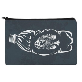 Dead Fish Bones in Plastic Bottle Pencil Pen Organizer Zipper Pouch Case