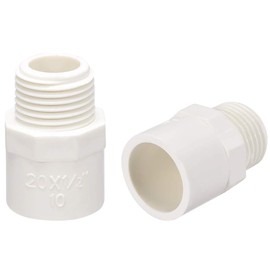 TOP-VIGOR 20Pcs PVC Pipe Fitting, 20mm Slip X G1/2 Male Thread PVC Pipe Adapter Connector Union Coupling
