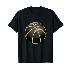 Basketball Illustration Black Gold Ball Design Streetball T-Shirt