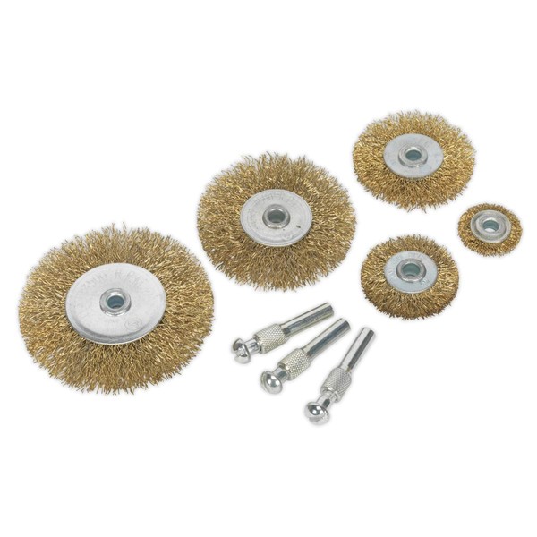 Sealey Bwbs08 Wire Brush Set 8Pc Brassed