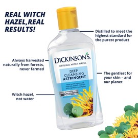 Dickinson's Enhanced Witch Hazel Deep Cleansing Astringent, Menthol and Eucalyptus, 92 % Natural Formula, 16 Fl. Oz.