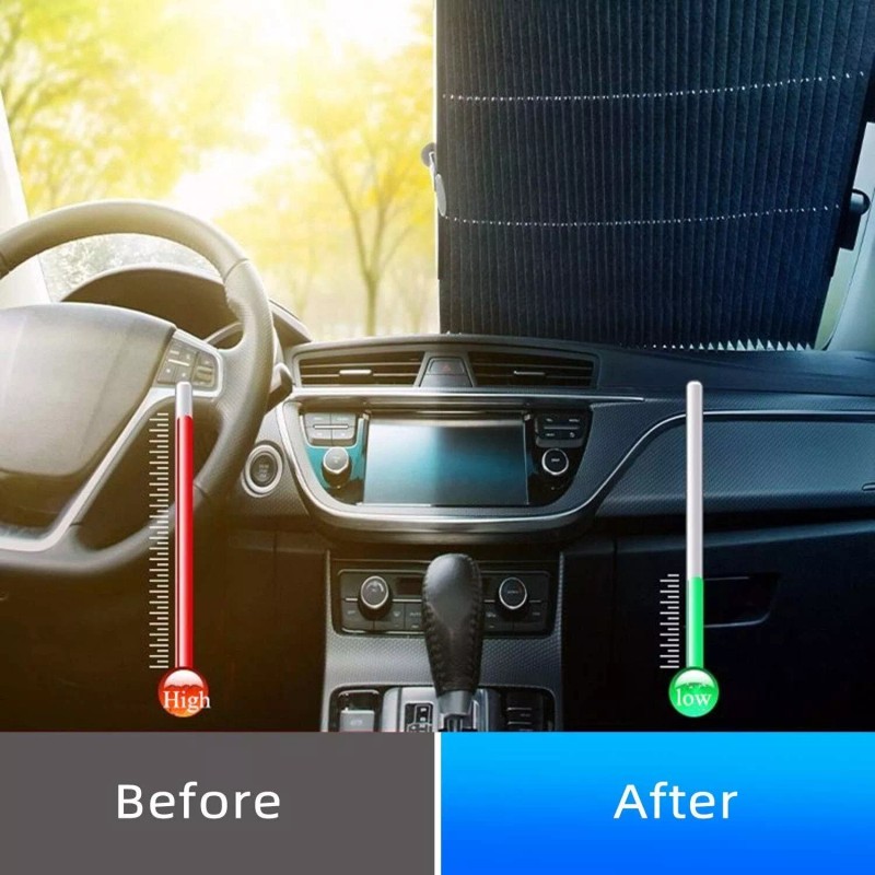 VEHITO 2X Retractable Windshield Sun Shade for Car Auto Sunshade