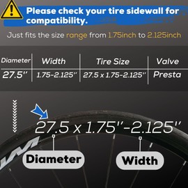 Corki Cycles 27.5 Mountain Bike Tube 27.5 x 1.75 1.9 1.95 2.0 2.1 2.125 Presta Valve 48mm, Butyl Rubber 650B Bike Inner Tube 2 Pack