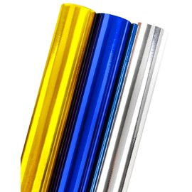 MAYPLUSS Wrapping Paper, Mini Roll 17in * 120in, Gold/Silver/Blue, 42.3 Sq Ft, for Party, Weddings, Christmas, Hanukkah, Bridal Showers, Birthday