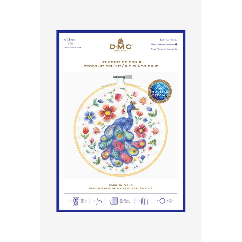 DMC - Flower Peacock Cross Stitch Kit
