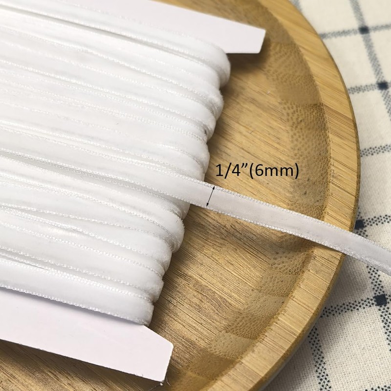 Chenkou Craft - Cinta de terciopelo blanca de 25 yardas