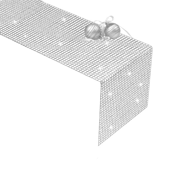 Eternal Beauty 48 Inches Long Sequin Glitter Silver Table Runner
