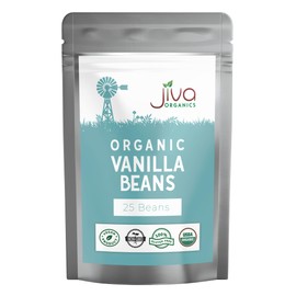 Jiva Organic Vanilla Beans 25 Count Large – Premium Grade A Ceylon Pods from Sri Lanka – Non-GMO, All-Natural, Hand-Cured for Baking, Cooking & Homemade Vanilla Extract