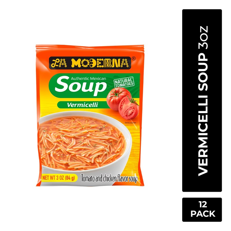 LA MODERNA, Fideos Vermicelli Soup, Tomato & Chicken Flavor, 3.5