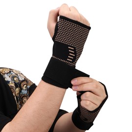 Faletony Wrist Bandage Pack of 2 Copper Wrist Splint Adjustable Wrist Support with Velcro Fastening Women and Men for Sports, Fitness, Strength Training, Body