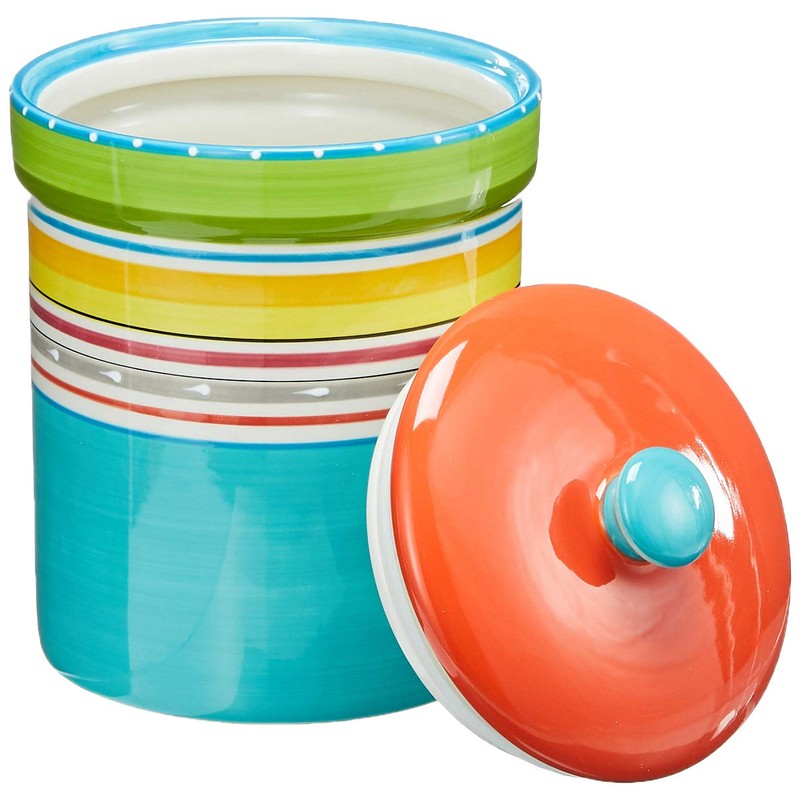 Mariachi 4-Piece Ceramic Kitchen Canister Set – Airtight Colorful Striped