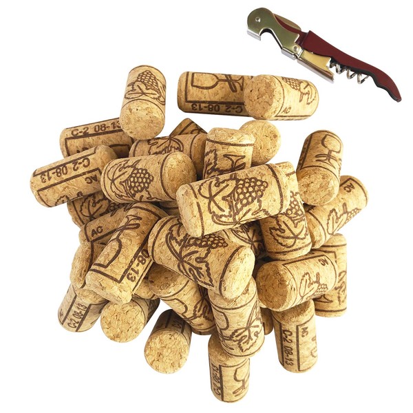 FOSUTOU 100 pack of #8 natural wine corks (SIZE 7/8" x 1 3/4") , straight cork stopper best for Home-made wine, crafting, decor and many DIY arts