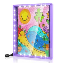 LuxRound Kids Art Frame with LED Light, Changeable Artwork Display & Storage Frame for Children, Kid's Pictures Frame, Wall-mounted & Tabletop Artwork Display Frame for Kids(Lilac)
