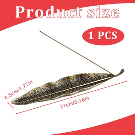 SGERUFZ 1 x Incense Stick Holder Metal Leaves, Burner Ash Catcher, Ash, Suitable for Home Decoration, Meditation, Yoga (Bronze)