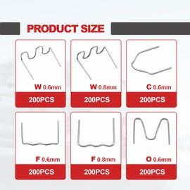 1200 Plastic Welder Staples, 6 Types Hot Staples Wave Hot Staples Welding Supplies for Repair All Car Bumpers, Architectural Modelling and Plastic Craft