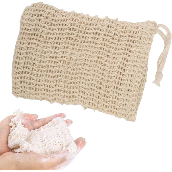 10 Pcs Sisal Soap Bag with Drawstring – Natural Exfoliating