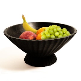 Folkulture Wooden Fruit Bowl for Kitchen Island| Countertop or Decorative-Centerpiece Table Decorations| Decorative-Bowl or Fruits Tray or Fruit's Holder for Kitchen Counter Decor (Charcoal)