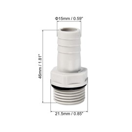 PATIKIL Hose Barb Fitting Straight 15mm Barbed G1/2 Male Thread, 5 Pack POM Plastic Pipe Connector, Grey