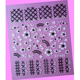 Glittery Lace Snow Snowflake Sweet Heart Christmas Party 3D Nail Art Stickers Xf188 for Nails Design Nail Art Stickers Decals Supplies Manicure Tips Sticker Colorful for Nail Decorations