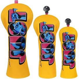 LZFAN 3PCS Funny Golf Club Head Cover Golf Head Cover Driver Headcover Fairway Wood Headcover Hybrid Golf Blade Mallet Putter Cover JUST