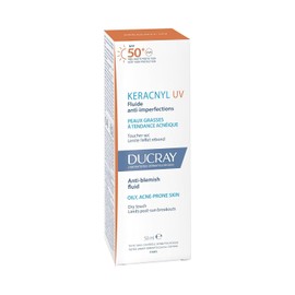 DUCRAY, Keracnyl UV Protector Solar Fluido, FPS 50, Anti-imperfecciones, Control de Brillo y Prevencin de Rebote, 50ml                                
