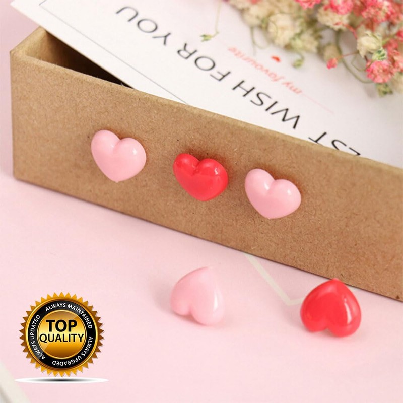 Heart Shape Push Pins - Pink & Red Heart Shape