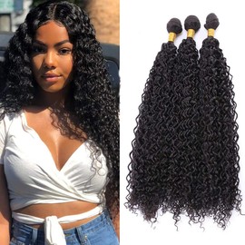 20 22 24 Inch Bundles Kinky Curly Hair Human Hair Bundles for Women Double Weft No Tangle Hair Bundles Hair Weave 3 Bundle Kinky Curly Hair